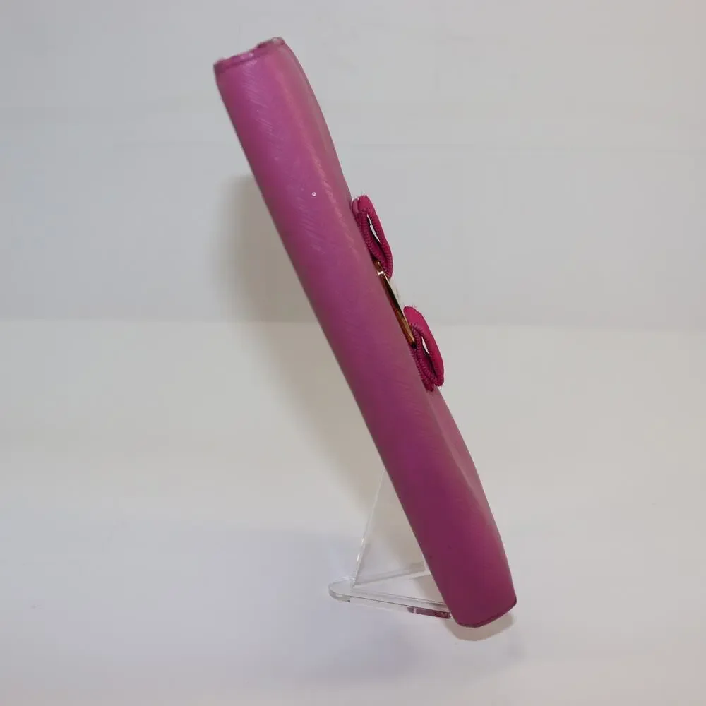 Salvatore Ferragamo Pink Leather Zip Wallet with Bow – Made in‎ Italy